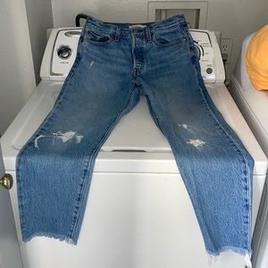 Levi’s women wedgie fit ripped and cropped denim jeans size 28. $40 OBO.